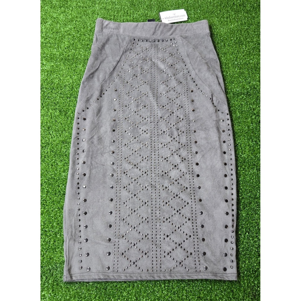 NWT Windsor Faux Suede Studded Gray Skirt Women/Girls sz Small